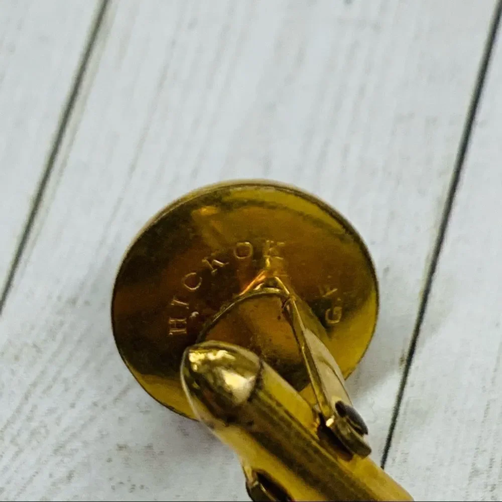 Hicock Brown White Stripe Glass Gold Cufflinks‎